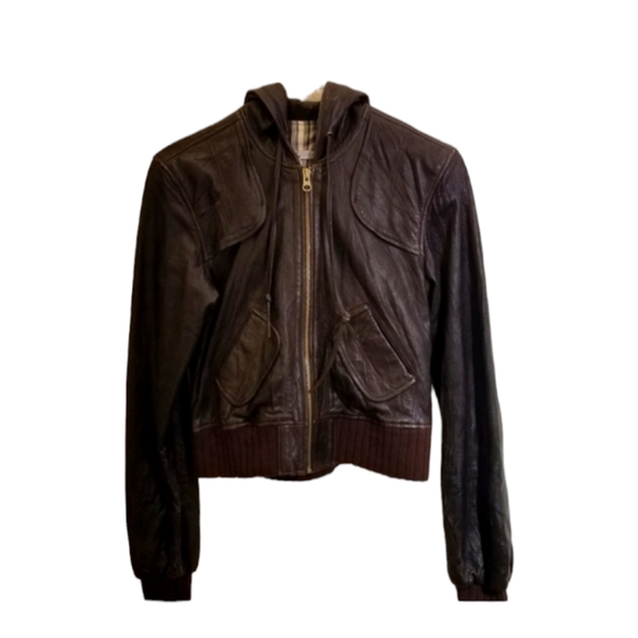 Mike & Chris Brown Hoodie Style Leather Jacket - Picture 1 of 12
